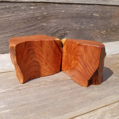 Redwood Salt and Pepper Shakers Set Souvenir California 2 Tone Handmade Rustic Unique Shape Handcrafted Wood Shakers Set #184