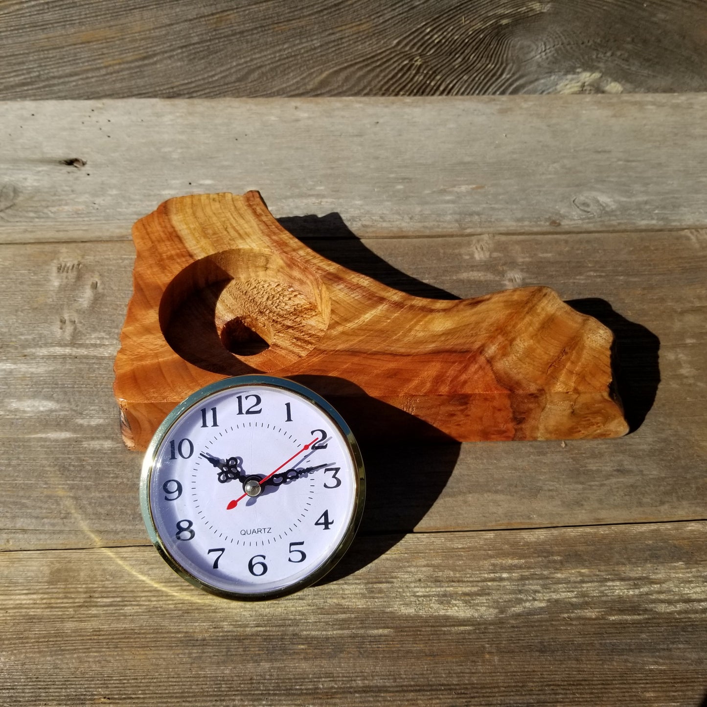 Wood Clock Desk - Office - Mantel Redwood Burl #224