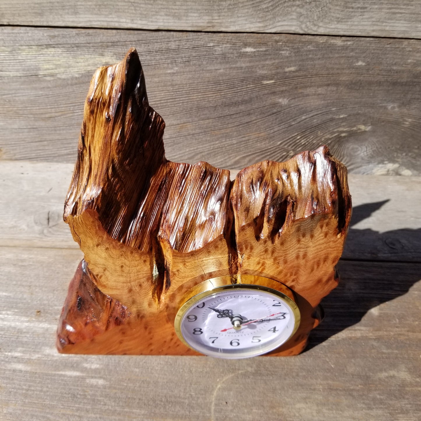 Wood Clock For the Desk Handmade California Redwood #219