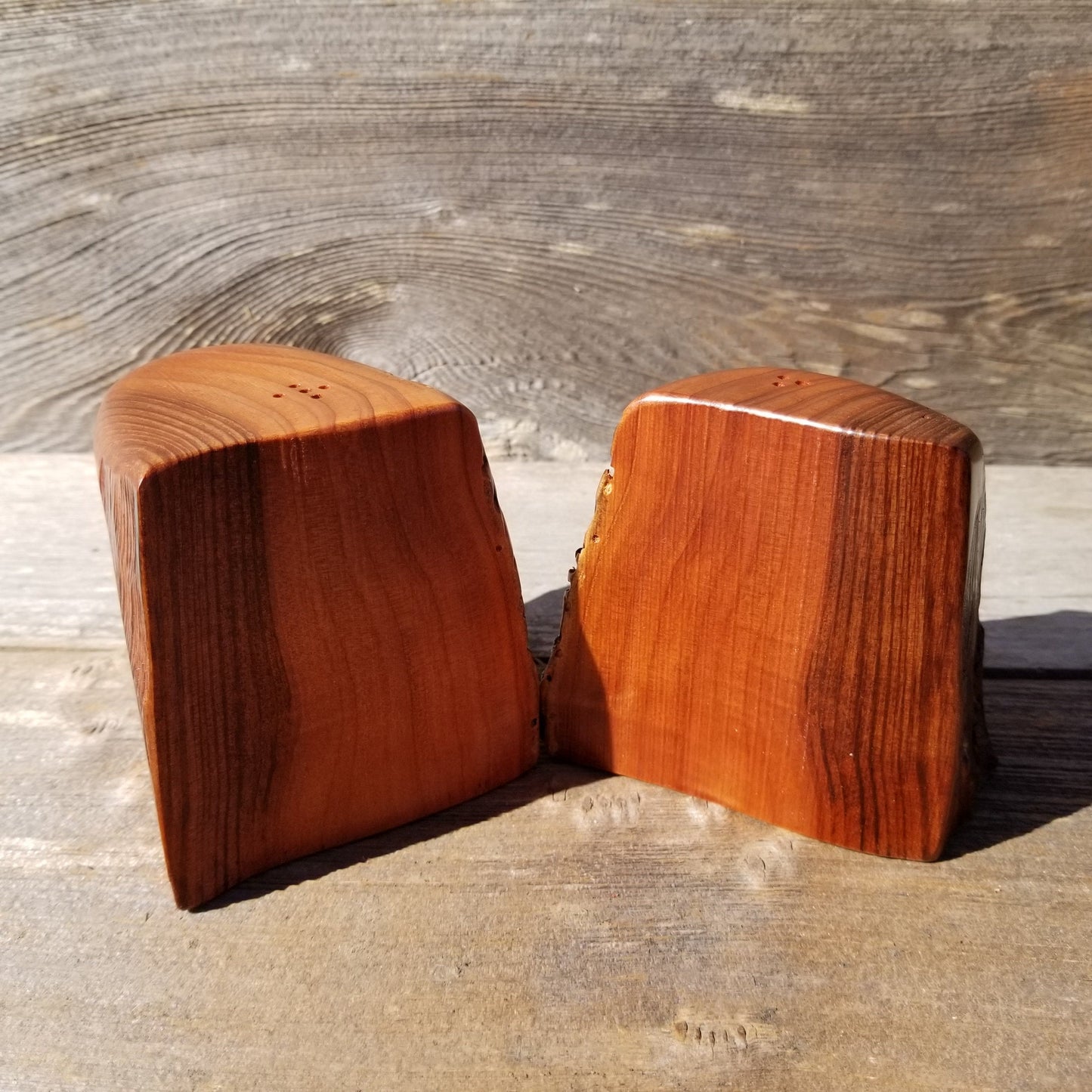 Redwood Rustic Salt and Pepper Shakers Set Handmade Anniversary Wedding #203 Housewarming Christmas California Wood