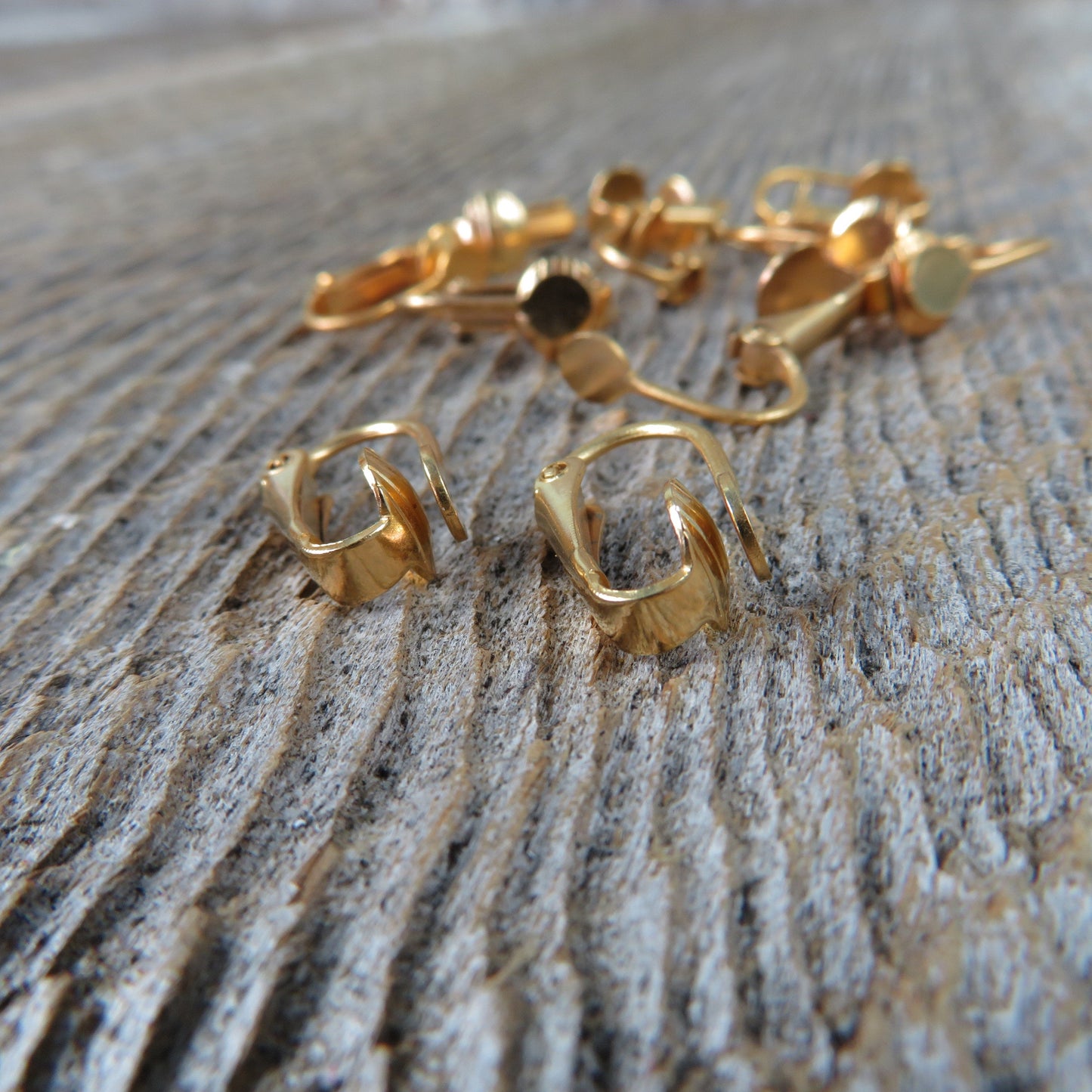 12 Pair Clip On Earring Findings with 5mm Pad - Gold Tone Ear Clip Jewelry Making - Earring Repair - Earring Parts - Lever Back