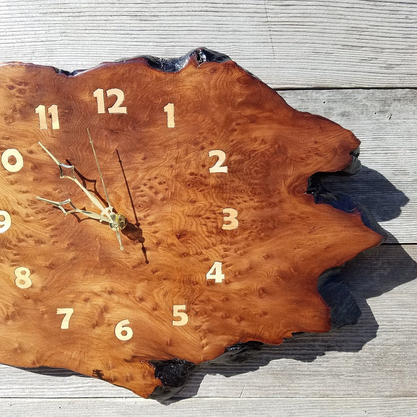 Redwood Clock Handmade Wall Hanging Rustic Burl Live Edge #342 Anniversary Gift Wedding Gift One Of a Kind Small Wall Clock