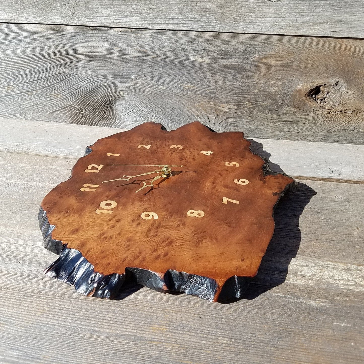 Redwood Clock Handmade Wall Hanging Rustic Burl Live Edge #342 Anniversary Gift Wedding Gift One Of a Kind Small Wall Clock