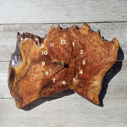 Wood Wall Clock Redwood Clock Handmade Wall Hanging Rustic Wedding Gift Burl Live Edge #343 Anniversary Small