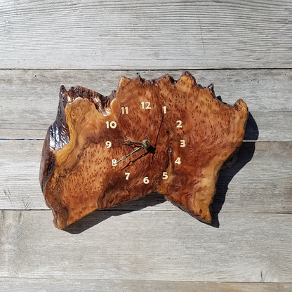 Wood Wall Clock Redwood Clock Handmade Wall Hanging Rustic Wedding Gift Burl Live Edge #343 Anniversary Small