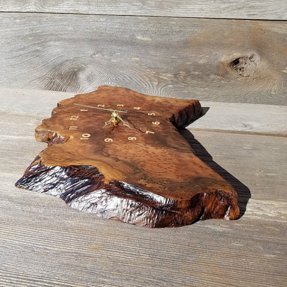 Wood Wall Clock Redwood Clock Handmade Wall Hanging Rustic Wedding Gift Burl Live Edge #343 Anniversary Small