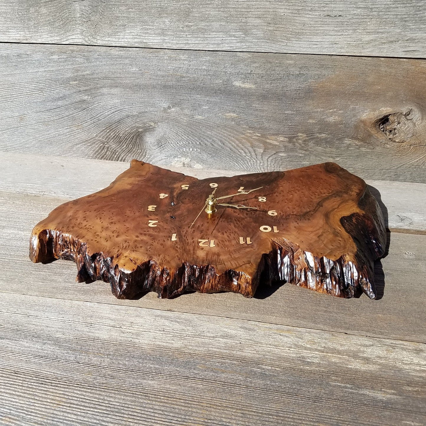 Wood Wall Clock Redwood Clock Handmade Wall Hanging Rustic Wedding Gift Burl Live Edge #343 Anniversary Small