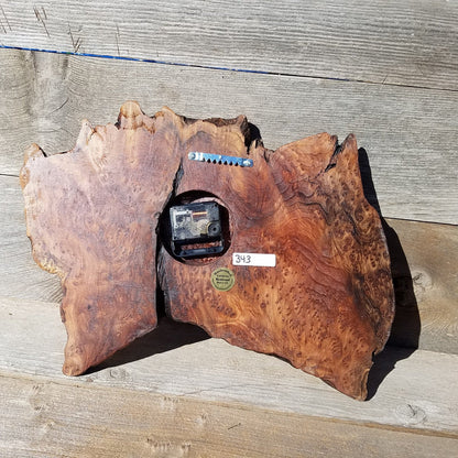 Wood Wall Clock Redwood Clock Handmade Wall Hanging Rustic Wedding Gift Burl Live Edge #343 Anniversary Small