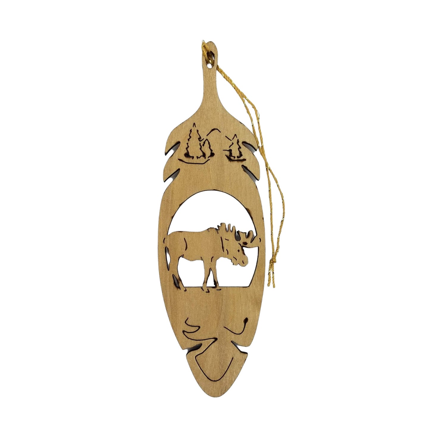 Skagway Alaska Moose Christmas Ornament Wood Laser Cut 5.5"