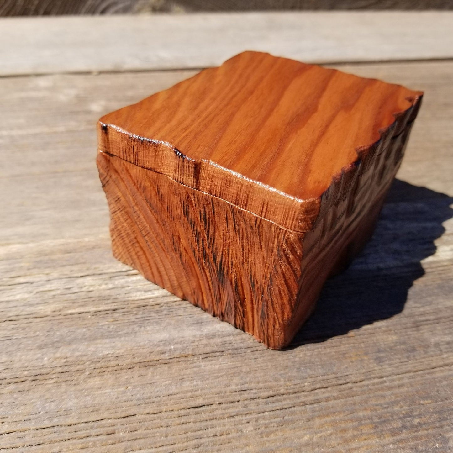 Handmade Wood Box Small Jewelry Box Rustic Decoration #363 California Redwood Storage Box Souvenir Anniversary Wood Gift