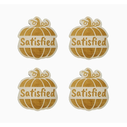 Thanksgiving Place Card Set of 4 - Thanksgiving Place Setting - Thanksgiving Table Decor - Satisified Pumpkin Place Holder