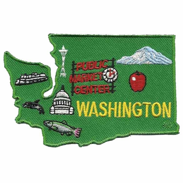 Washington Patch – WA State Shape - Washington Souvenir Travel – Washington Map Badge