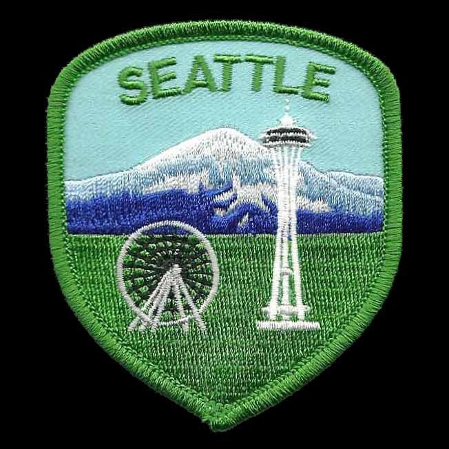 Seattle Patch – Iron On Space Needle – Mt Rainier Washington Ferris Wheel WA Travel Souvenir Badge