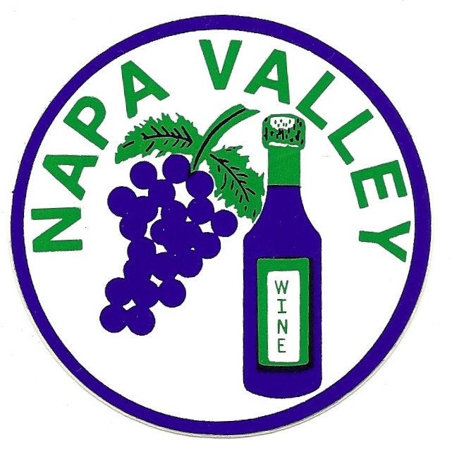 California Decal – Napa Valley CA Sticker – Wine Country Souvenir – Travel Sticker 3" Circle Travel Gift Grapes and Wine