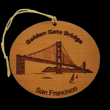 San Francisco California Christmas Ornament - Golden Gate Bridge with Sailboats