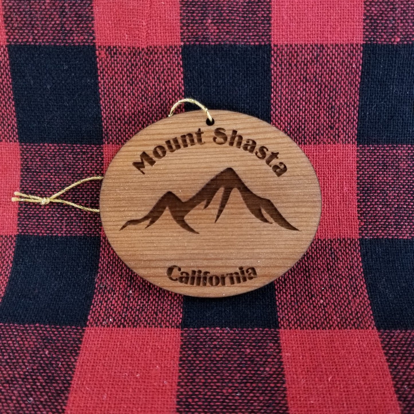 Mount Shasta Mountains Ornament Handmade Wood Ornament California Souvenir CA Christmas Ornament