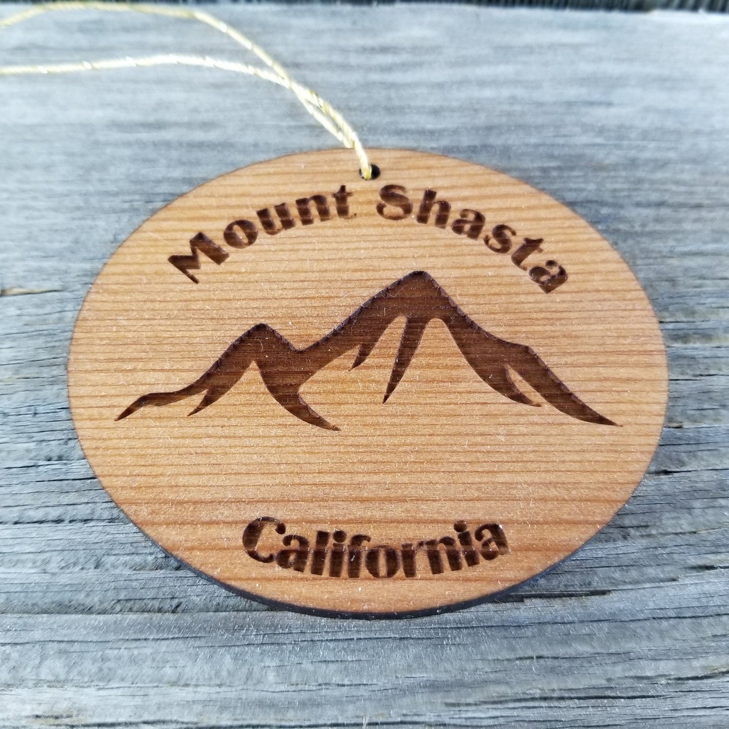 Mount Shasta Mountains Ornament Handmade Wood Ornament California Souvenir CA Christmas Ornament