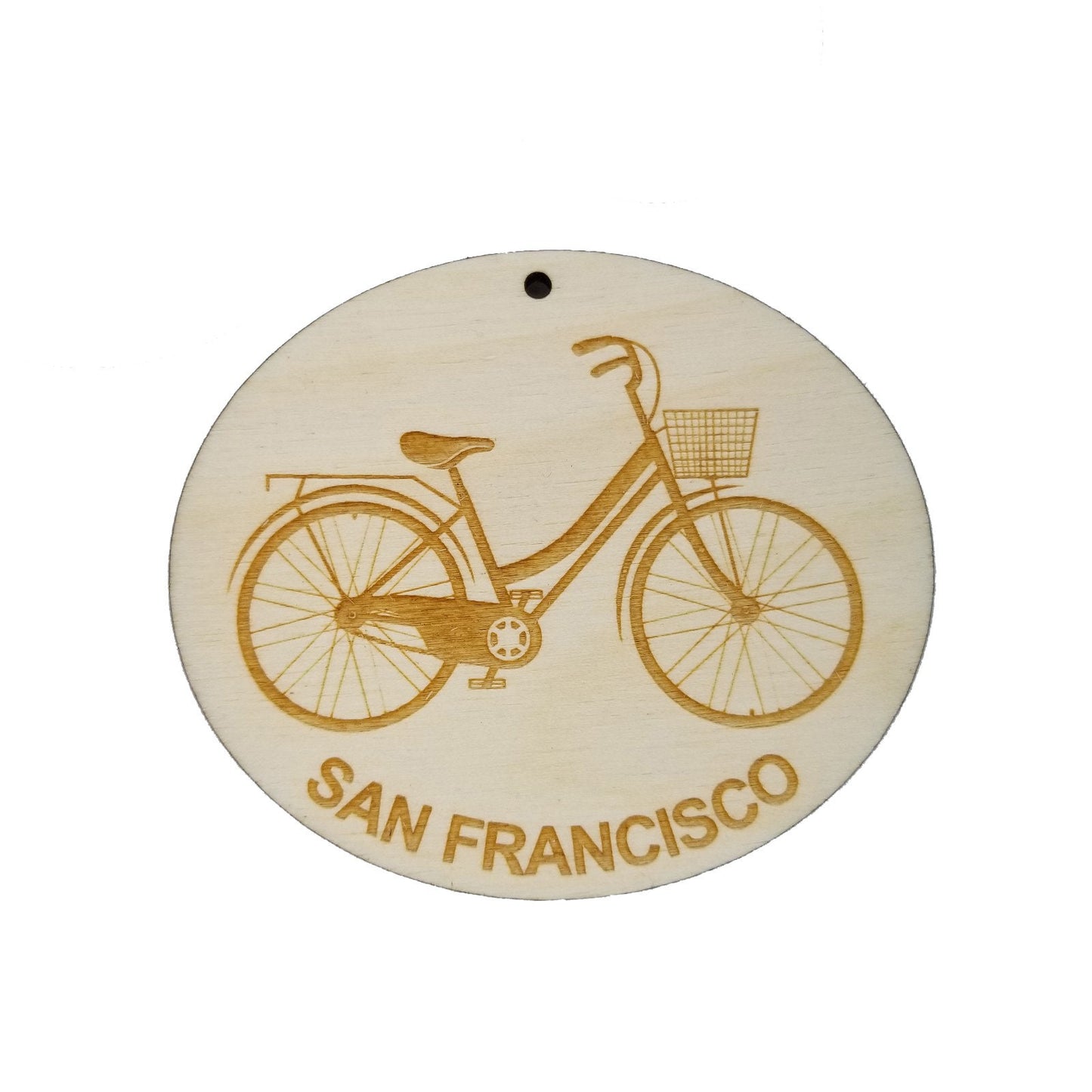 San Francisco Wood Ornament - CA Womens Bike or Bicycle - Handmade Wood Ornament Made in USA Christmas Decor CSU