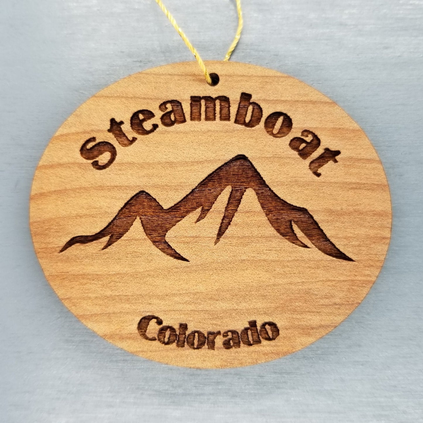 Steamboat Colorado Ornament - Handmade Wood Ornament - CO Souvenir - Mountain Ski Resort Skiing Skier