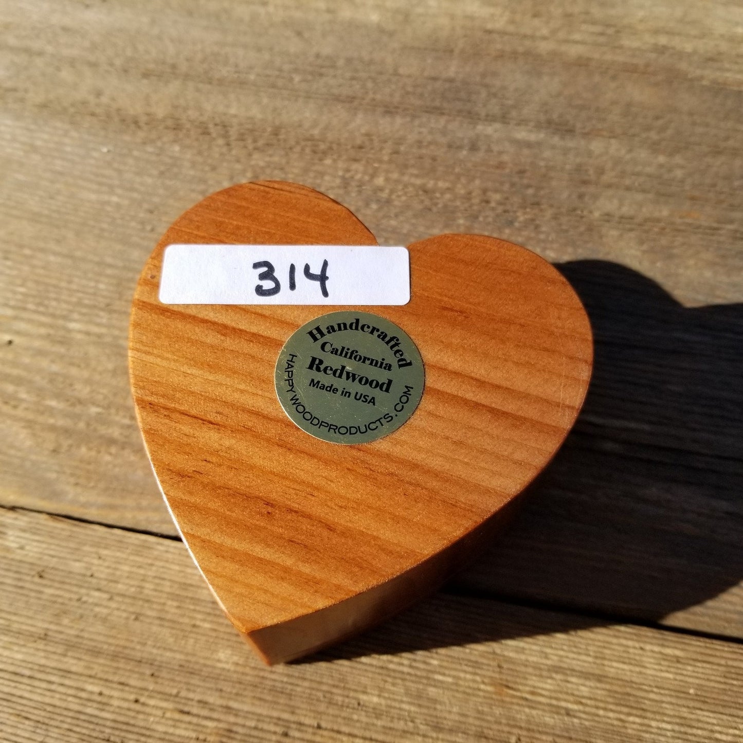 Redwood Heart Wood Box Ring Box Engagement Ring Box #314 California Redwood