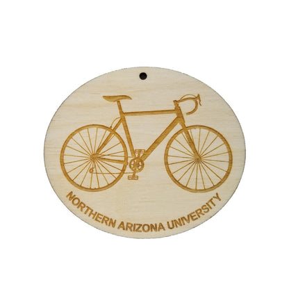 Northern Arizona University Wood Ornament - AZ Mens Bike or Bicycle - Handmade Wood Ornament Made in USA Christmas Decor