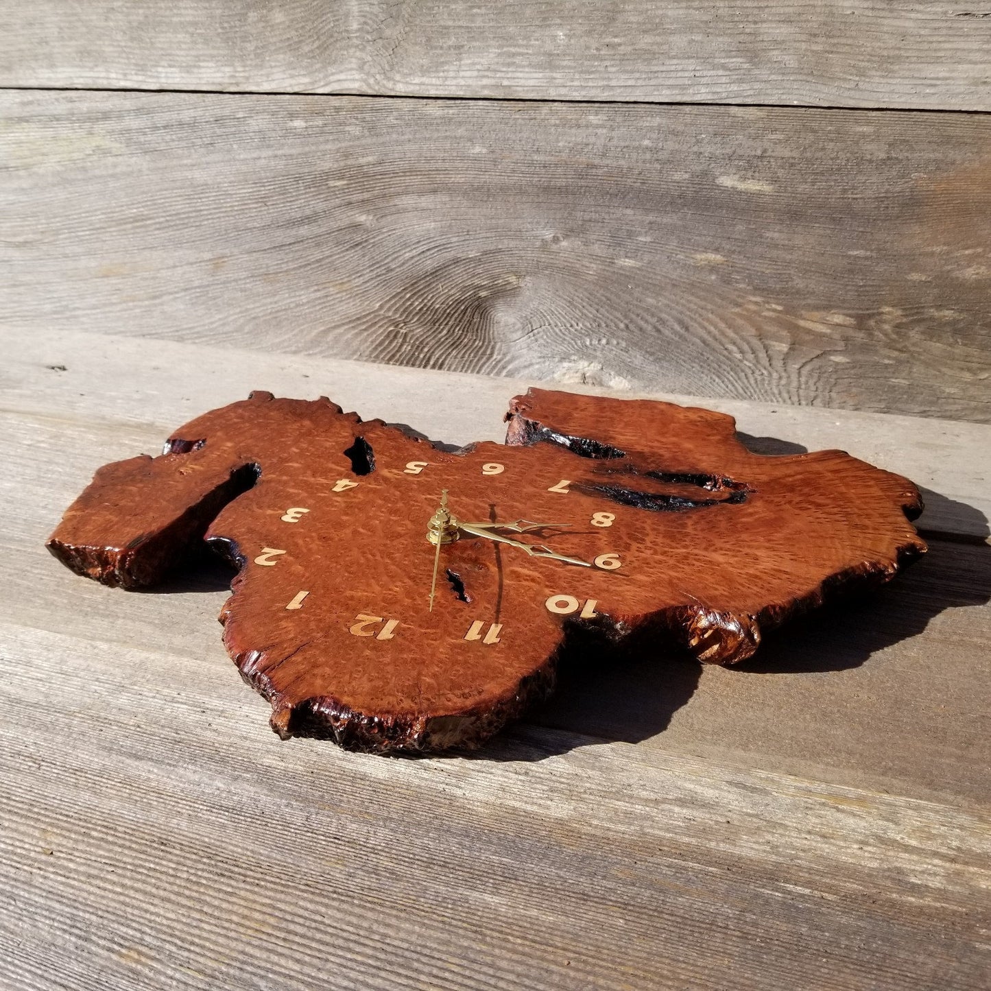 Redwood Clock Handmade Wall Hanging Rustic Wedding Gift Burl Live Edge #324 Mini Wall Clock Christmas Gift Idea