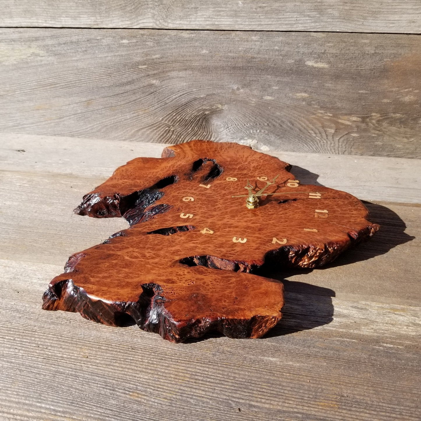 Redwood Clock Handmade Wall Hanging Rustic Wedding Gift Burl Live Edge #324 Mini Wall Clock Christmas Gift Idea