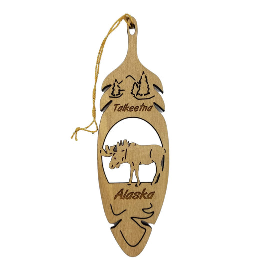 Talkeetna Alaska Moose Christmas Ornament Wood Laser Cut 5.5" Travel Gift