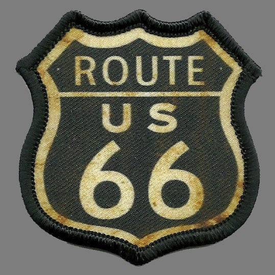 Route 66 Patch – Road Sign Patch – Travel Patch Iron On – Souvenir Patch – Travel Gift Brown Camo and Black 2.5"