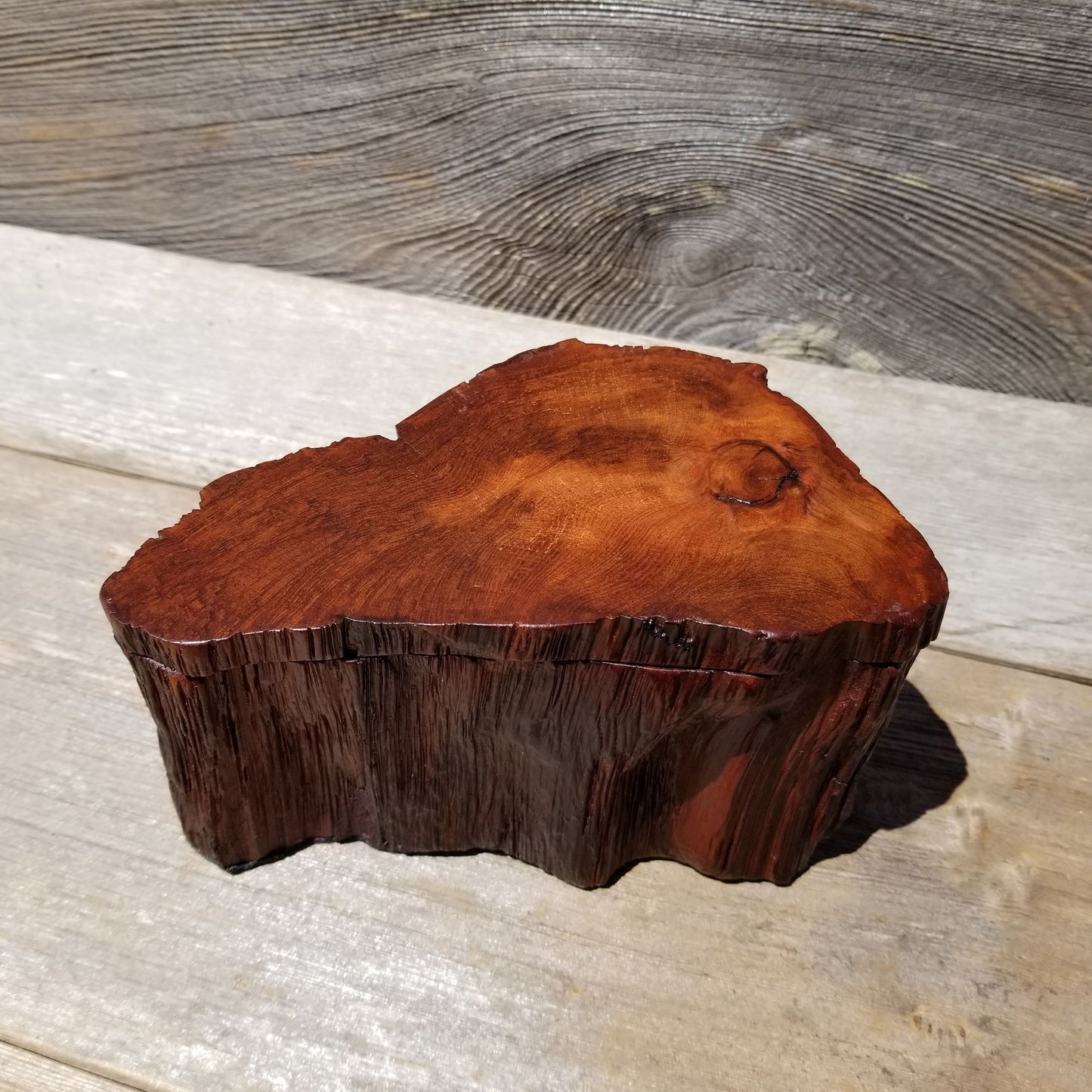 Handmade Wood Box with Redwood Rustic Handmade Jewelry Box #139