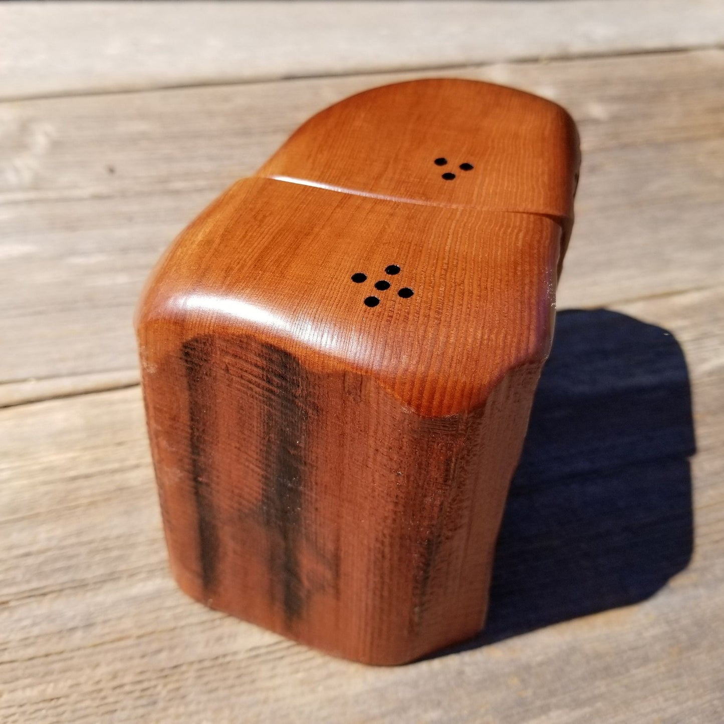 Salt and Pepper Shakers Set Rustic Wood Redwood Handmade #379 California Souvenir Holiday Gift Man Cave Cabin Lodge Decor