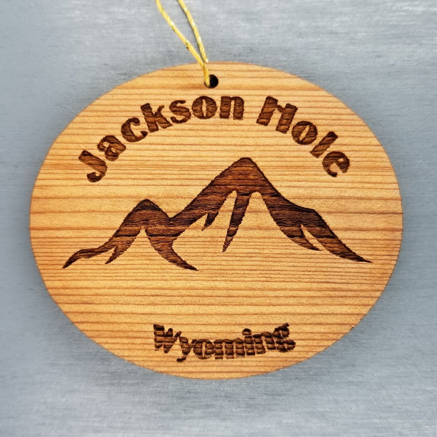 Jackson Hole Ornament Handmade Wood Ornament Wyoming Souvenir Mountains Ski Resort