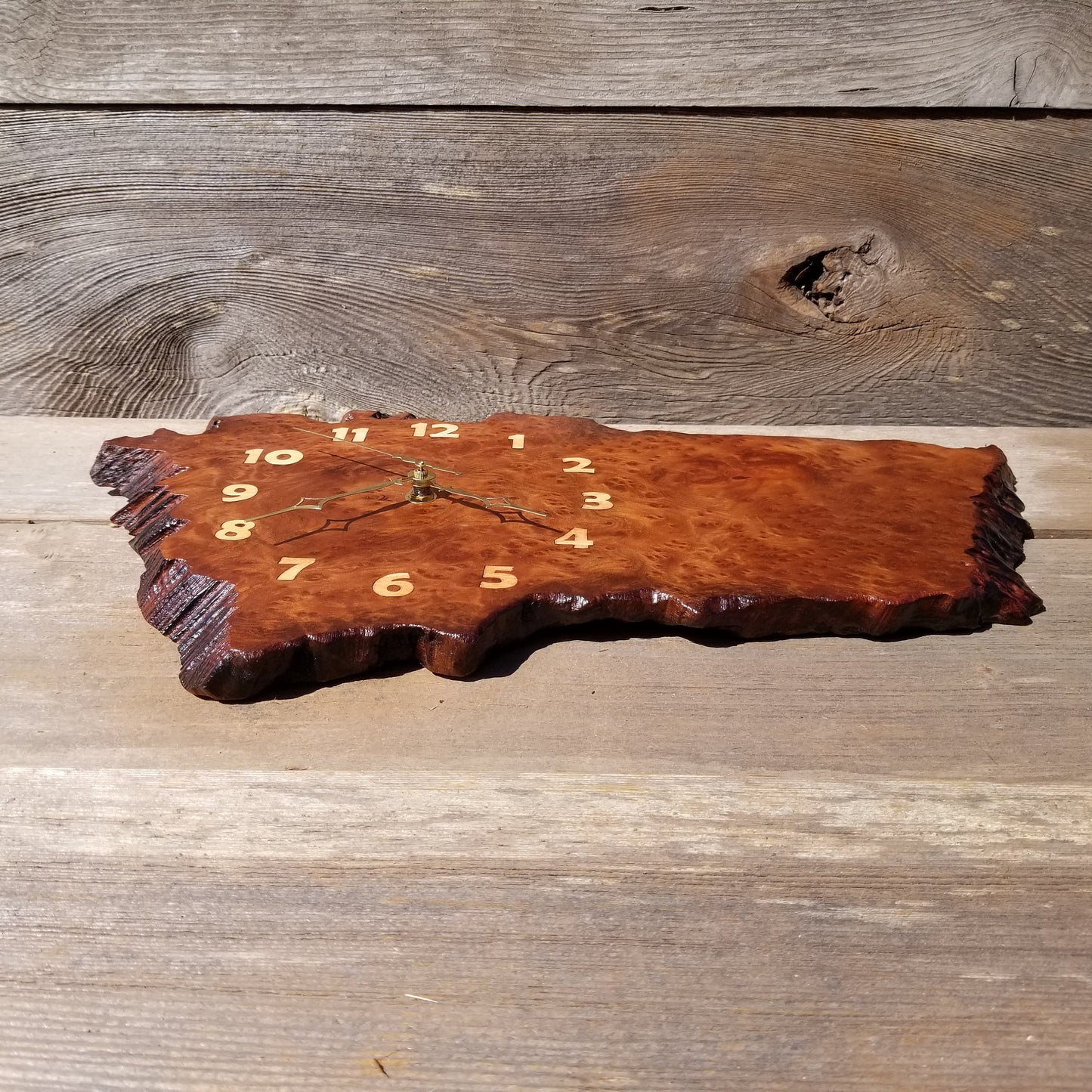 Redwood Clock Handmade Wall Hanging Rustic Wedding Gift Burl Live Edge #357 Mini Wall Clock - California Redwood - Anniversary Gift