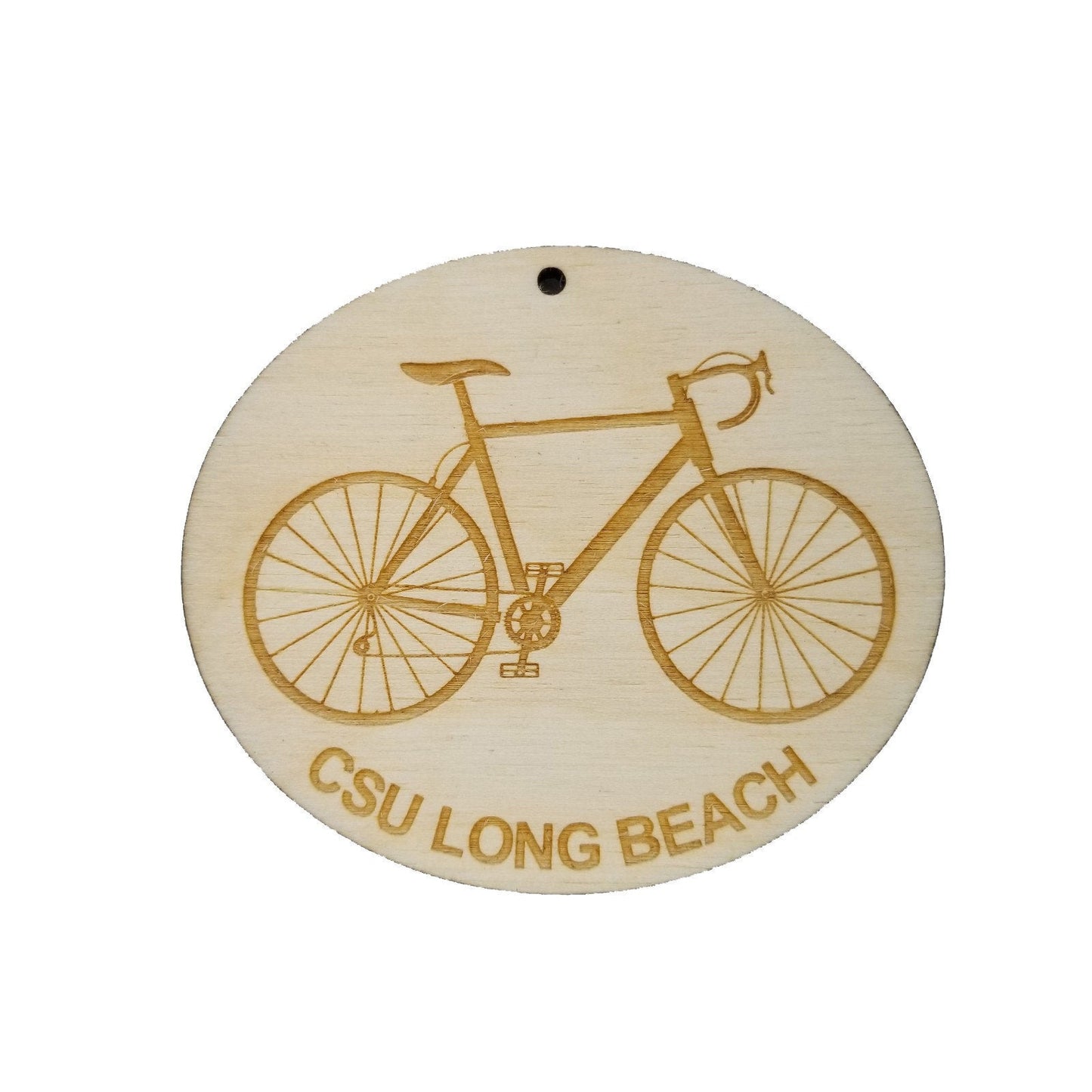 Long Beach University Wood Ornament - CSU Long Beach Mens Bike or Bicycle - Handmade Wood Ornament Made in USA Christmas Decor CSU