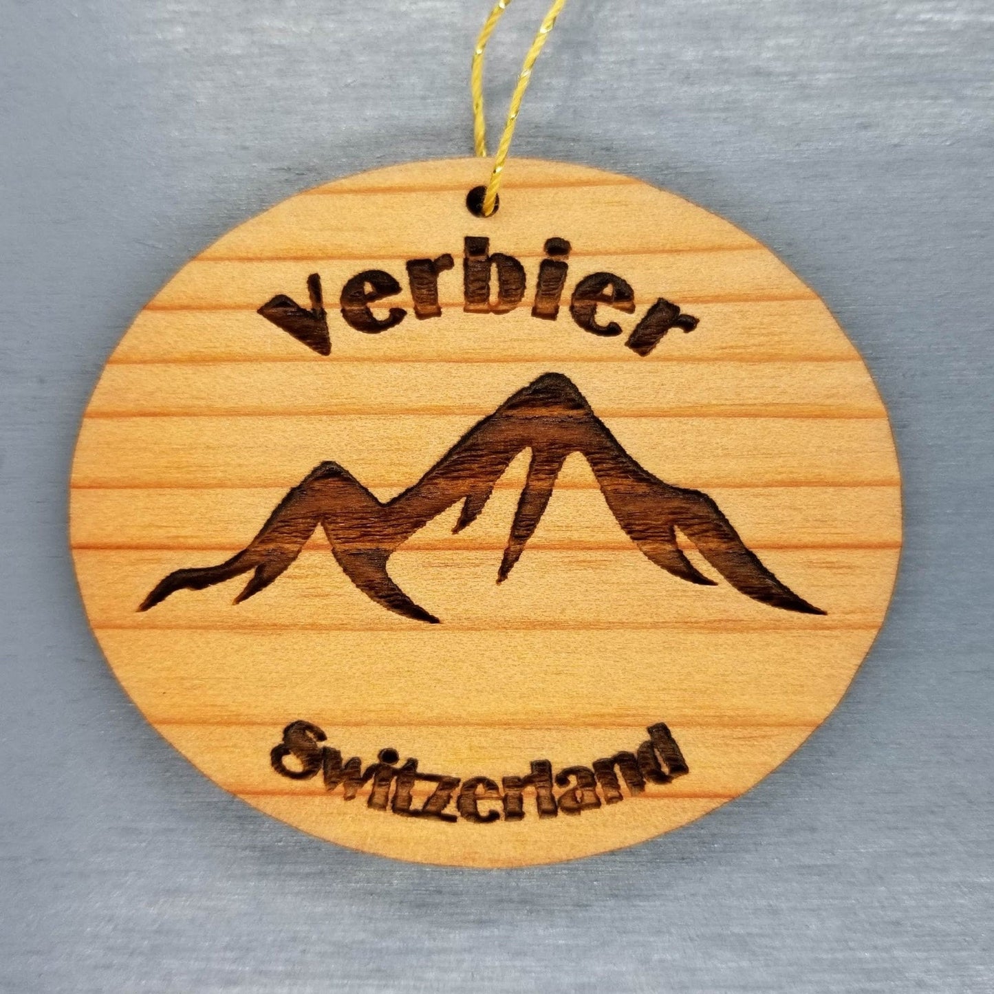 Verbier Switzerland Ornament Handmade Wood Ornament Alps Souvenir Mountains Ski Resort Switzerland