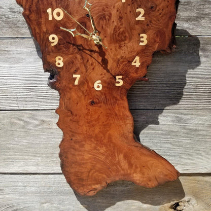 Wood Clock Wall Hanging Redwood Handmade Burl #178 Housewarming Gift Realtor Gift Redwood Burl Wall Clock Small