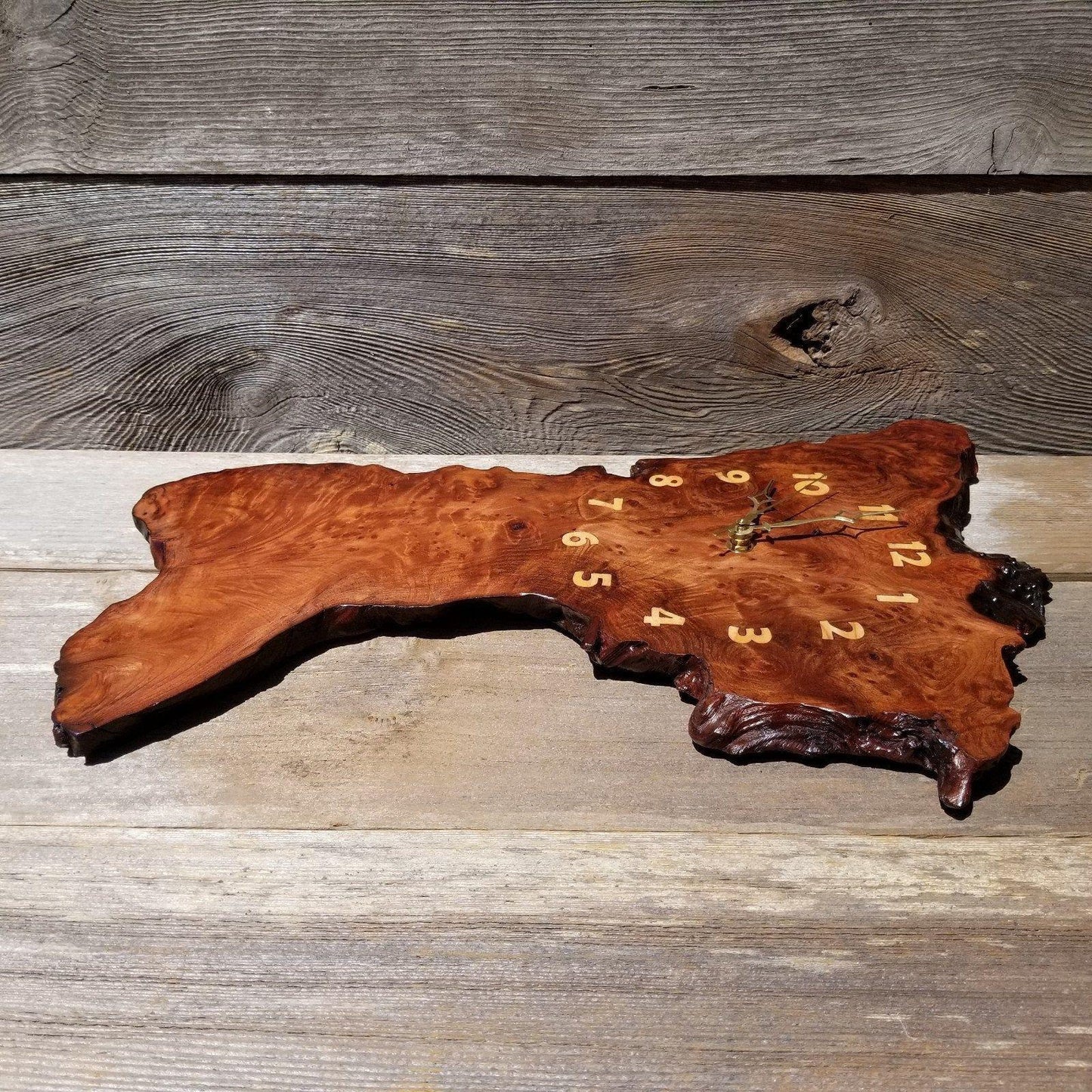 Wood Clock Wall Hanging Redwood Handmade Burl #178 Housewarming Gift Realtor Gift Redwood Burl Wall Clock Small