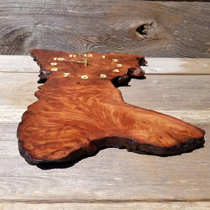 Wood Clock Wall Hanging Redwood Handmade Burl #178 Housewarming Gift Realtor Gift Redwood Burl Wall Clock Small