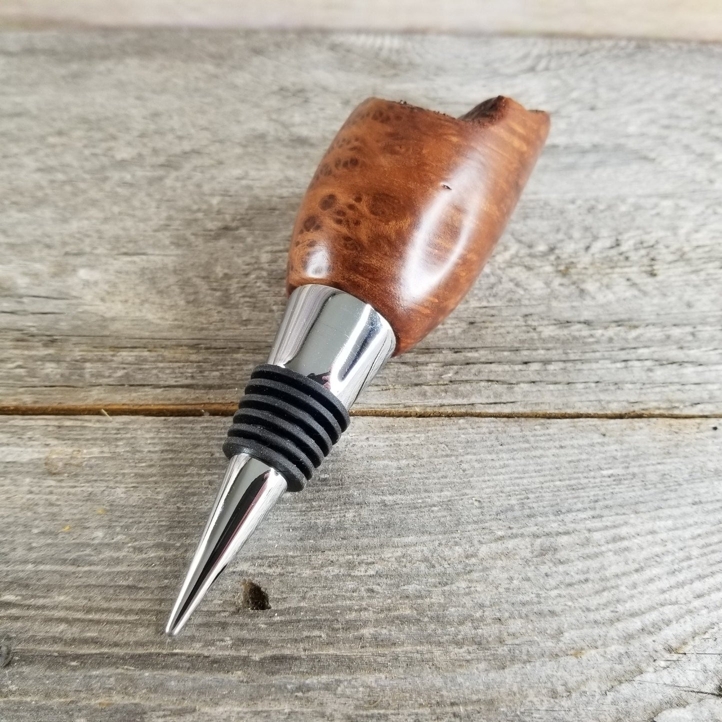 Wine Stopper Rustic Wood Gift for Her Redwood Burl - Live Edge Top #294 Bar Accessories