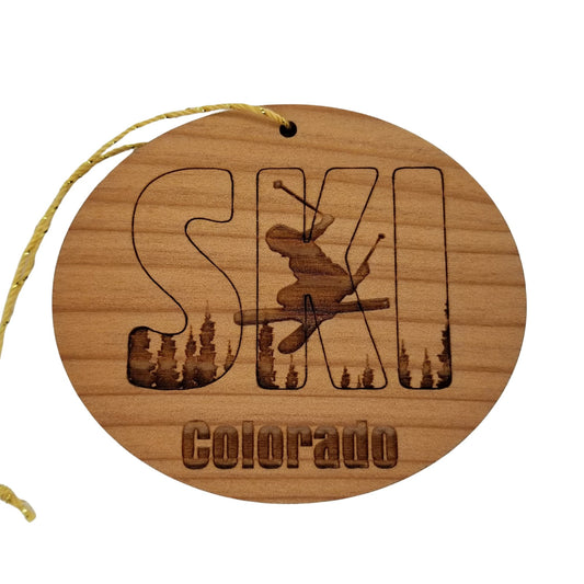 Wholesale Colorado Ski Ornament - Wood Souvenir - Ski Skiing Skier